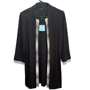 NWT Ming Wang Heritage Fit Brown Open Front Sweater Duster